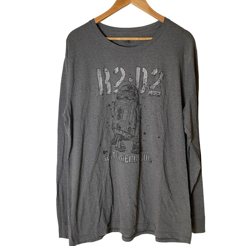 Disney Store Star Wars R2-D2 Astromech Droid Long Sleeve Graphic Tee‎ Gray XL